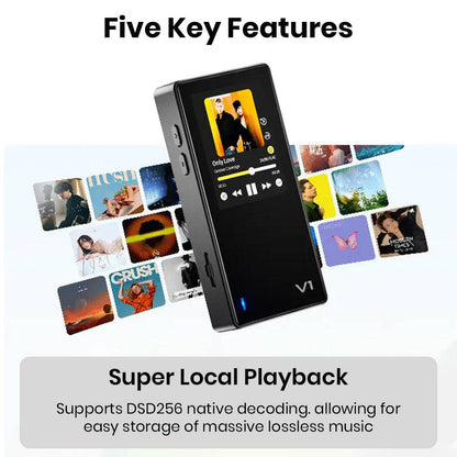TempoTec Variations V1 Hi-Res Player with DSD256 native decoding and local music storage for lossless audio playback.