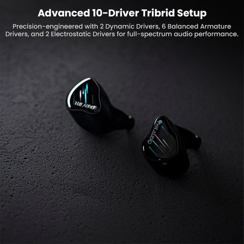 ThieAudio Monarch MKIV IEM showcasing its advanced 10-driver tribrid configuration for full-spectrum audio performance in premium in-ear monitors.