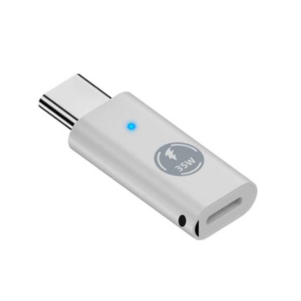 Single TECPHILE LIGHTING to TYPE-C PD35W OTG Adapter with LED light and 35W fast charging support, ideal for Apple devices.
