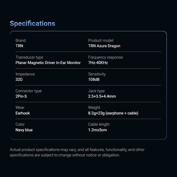 TRN – Azure Dragon Planar Driver Flagship IEM - 8