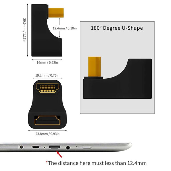 TECPHILE – U Shape Mini HDMI to HDMI 8K Adapter - 6