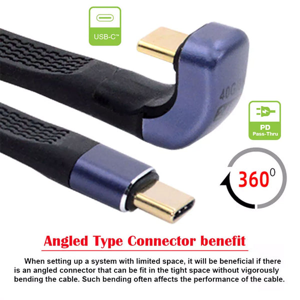 TECPHILE – 240W U-Shape Type-C to Type-C Extension Cable - 4