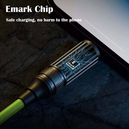 TECPHILE 100W Type-C to Type-C Cable with E-mark chip for safe charging, ensuring device protection and stable power delivery.
