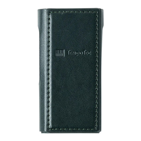 Back view of TempoTec V1 Series PU leather case with embossed logo and fine stitching, offering a stylish and durable accessory for electronics.