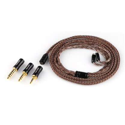 Uncoiled Tripowin Amber 14-core IEM cable with modular gold-plated plugs, ideal for audiophiles seeking enhanced sound quality.