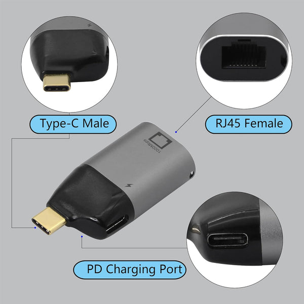 TECPHILE - Type-C to 1000Mbps Ethernet Adapter - 2