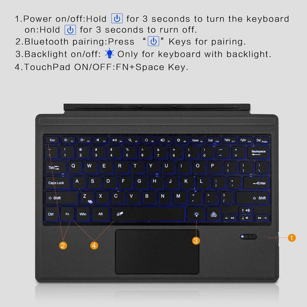 Wireless Keyboard for Microsoft Surface Pro 3/4/5/6/7 - 10