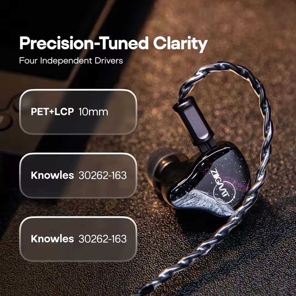ZiiGaaT Crescent 4-Driver Hybrid IEM | Handcrafted Design