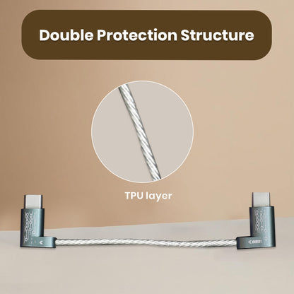 Close-up of TC05L USB-C OTG Cable showing TPU layer for double protection, ensuring long-lasting performance and secure connections.
