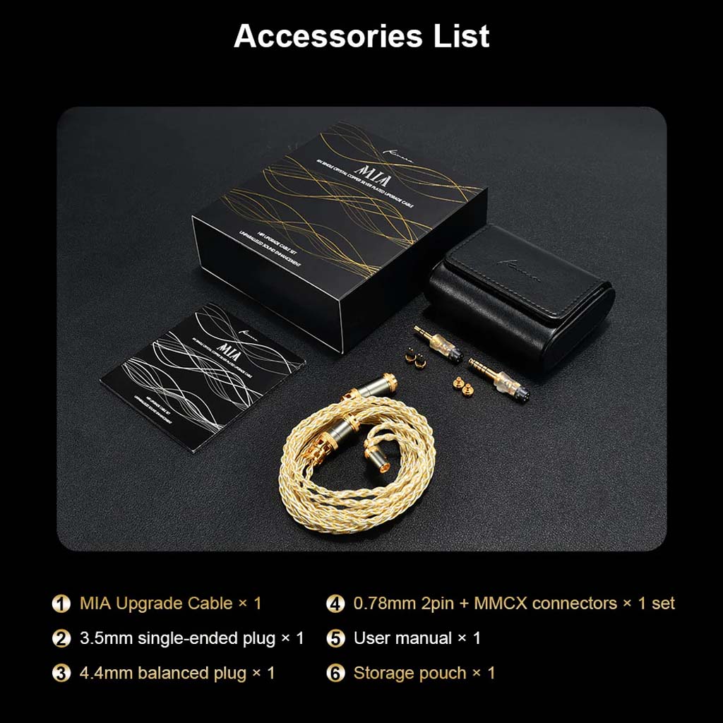 kinera Mia Upgrade_Cable Copper silver accessories list