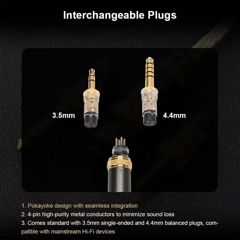 kinera Mia Upgrade_Cable Copper silver interchangable plugs