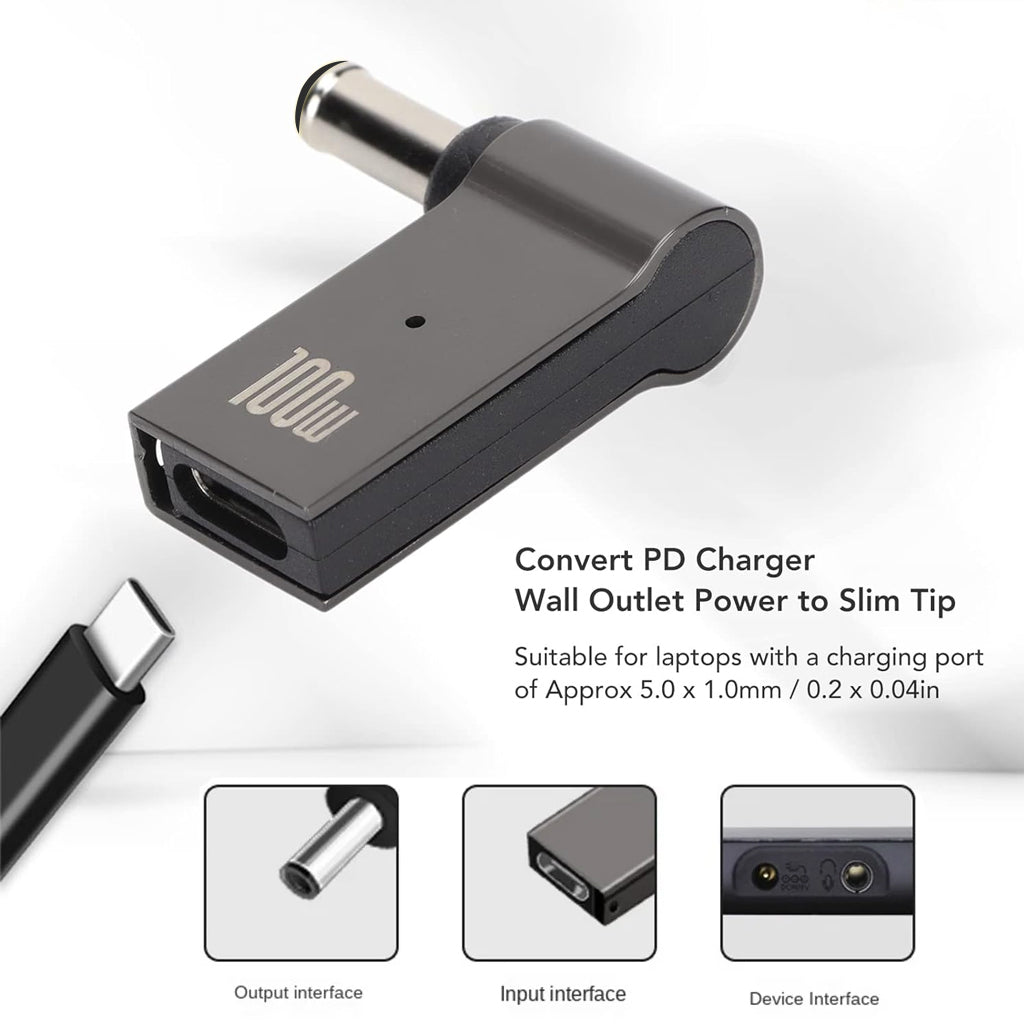TECPHILE - 100W Type-C Portable Adapter Connector for Laptop