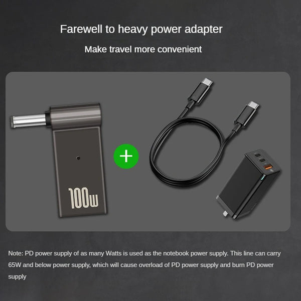 TECPHILE - 100W Type-C Portable Adapter Connector for Laptop - 12