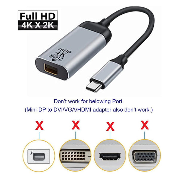 TECPHILE – Mini DP to Type-C Ultra-HD@60Hz Adapter converter - 15