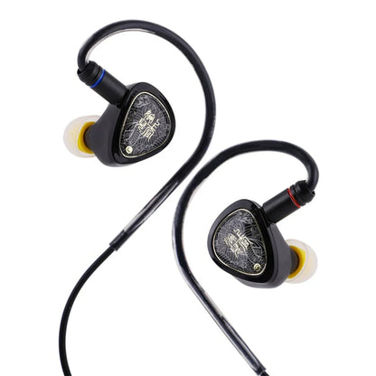 Black version of TANGZU Wan'er SG 2 IEMs with matching braided cable and ergonomic ear hooks for secure fit and stylish look.