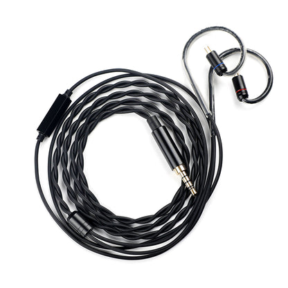 Black braided TANGZU Wan'er SG 2 replacement cable with 3.5mm jack and 2-pin connectors for durable and stylish audio upgrade.