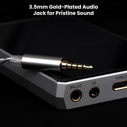 Close-up of 3.5mm gold-plated audio jack on TANGZU Wan'er SG 2 replacement cable for pristine sound quality and secure device connection.