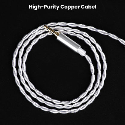 High-purity copper core of TANGZU Wan'er SG 2 replacement cable shown in silver braided form for enhanced audio transmission.