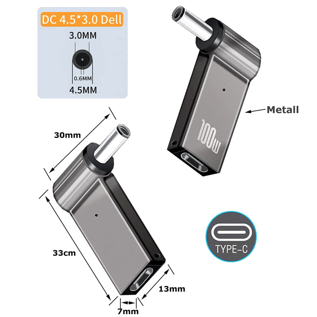 TECPHILE - 100W Type-C Portable Adapter Connector for Laptop