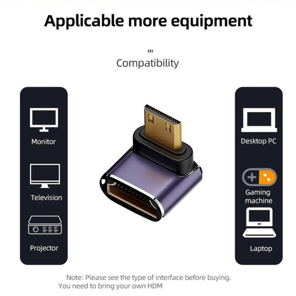 TECPHILE- 8K UHD HDMI 2.1 to Mini HDMI Adapter L Shaped - 2