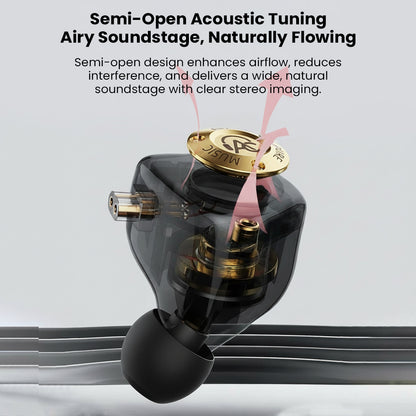 Semi-open acoustic IEM with natural airflow and stereo sound