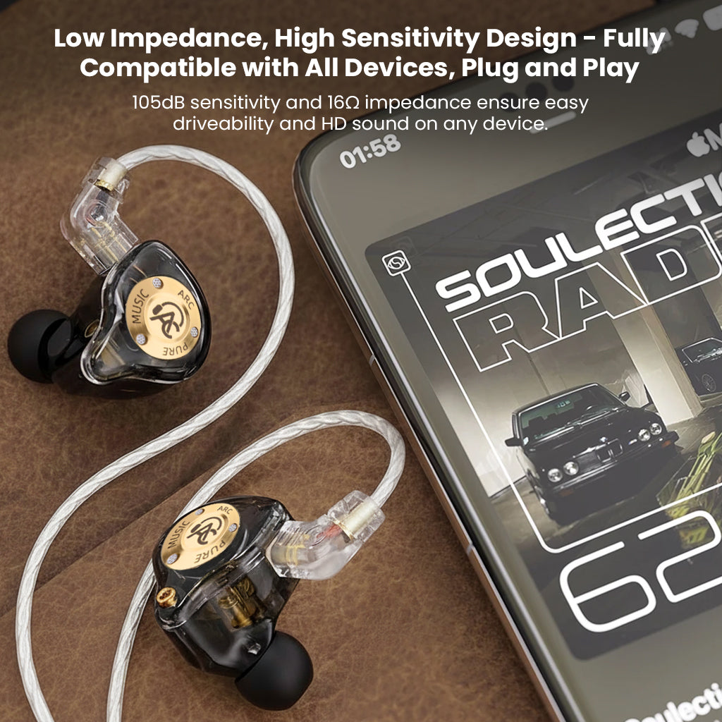 Low impedance, high sensitivity in-ear monitor with HD sound