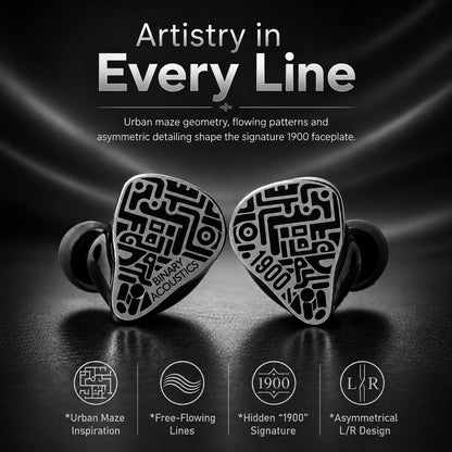 Binary Acoustics - 1900 10mm DD + 6mm Passive Radiator + 4BA Hybrid IEMs