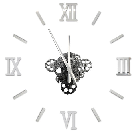 Buy silver DIY 3D Analog Wall Clock for Home &amp; Office Decoration