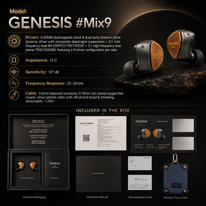 EarAcoustic Audio - GENESIS Mix9 9-Driver Tribrid IEM