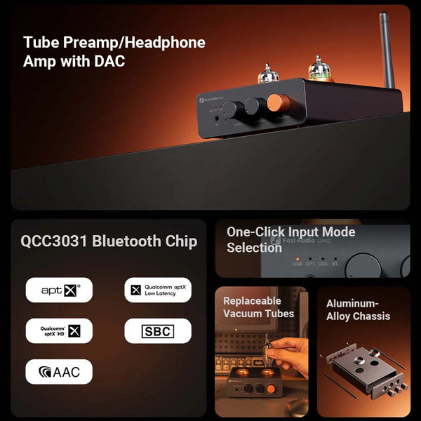 Fosi Audio – GR40 ESS9028Q2M Tube DAC Preamplifier With Bluetooth - 13