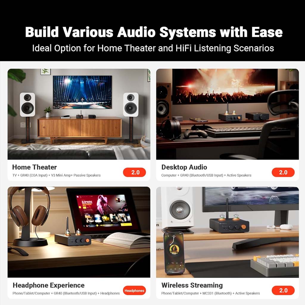The Fosi Audio GR40 is built to be used effortlessly with various audio systems