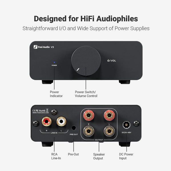 Fosi Audio - V3 48W Stereo Power Amplifier - 6