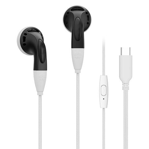 NiceHCK-YDSmall panda color earphones with Type-C connector and mic, ideal for hi-res audio and voice calls.
