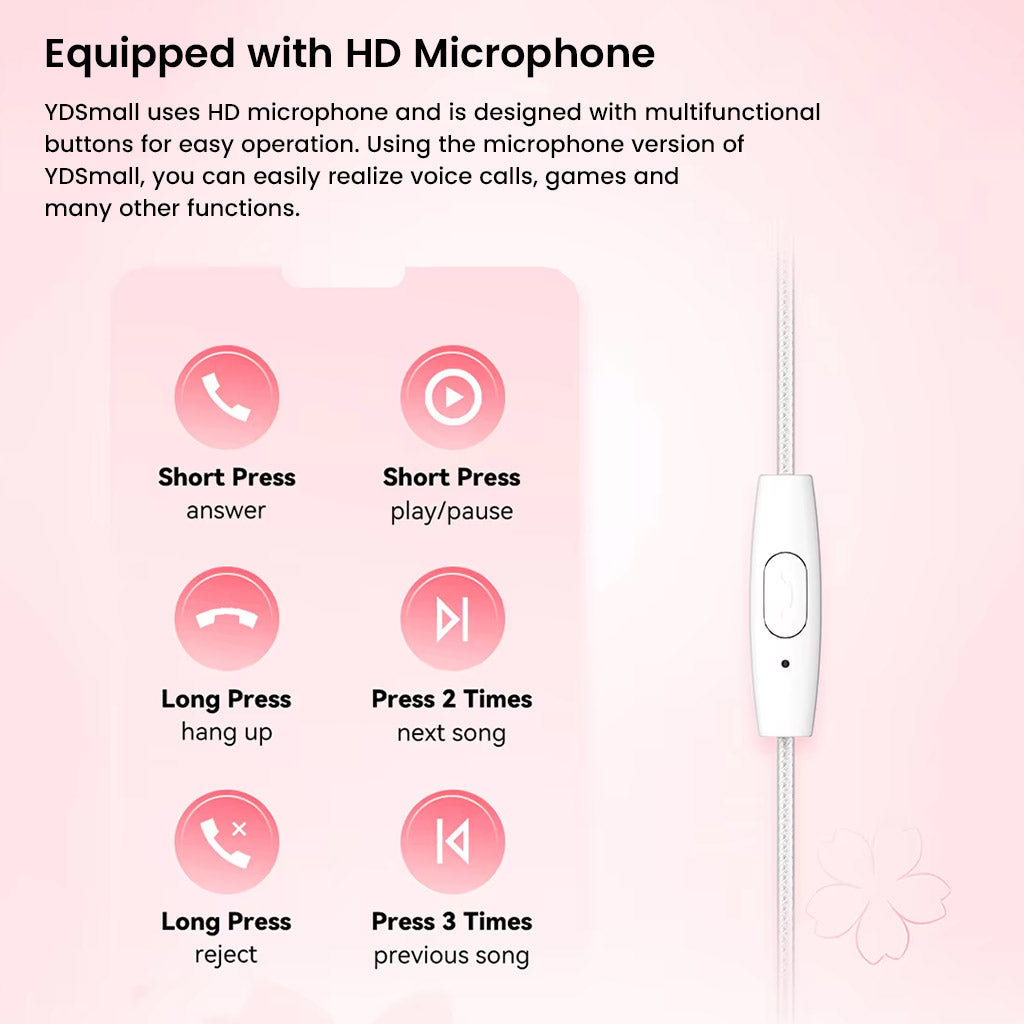 NiceHCK-YDSmall earphones with HD microphone and multifunctional button for calls, music control, and gaming convenience.