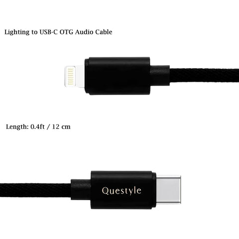 Questyle - LTC02 Type-C to Lighting Audio OTG Cable for iphone - 0