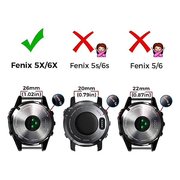TECPHILE - 26mm Quickfit Watch Band for Garmin Fenix 5X - 6