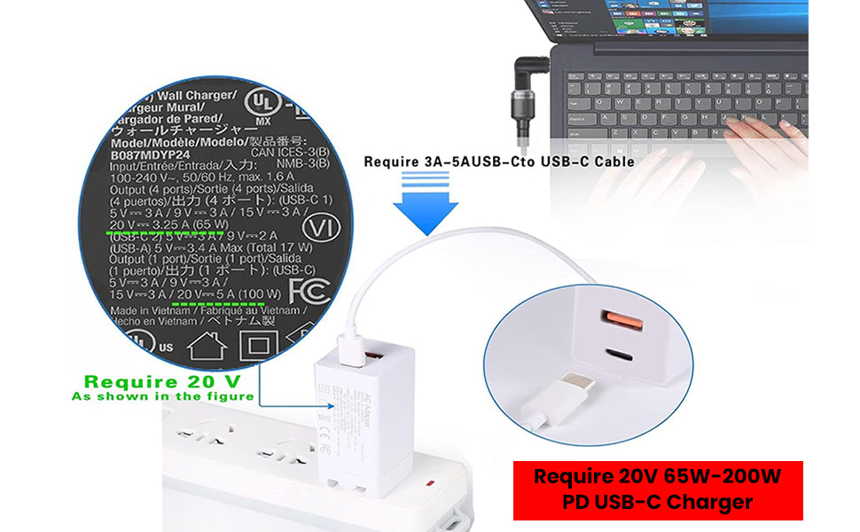 TECPHILE - 100W Type C Female to Asus Laptop Adapter