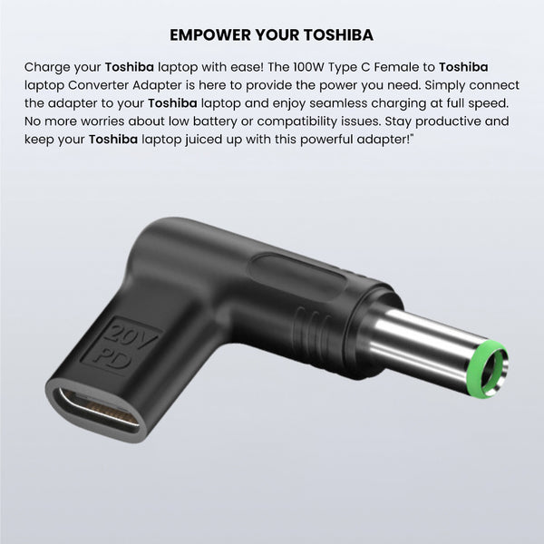 TECPHILE - 100W Type C Female to TOSHIBA Laptop Adapter - 11