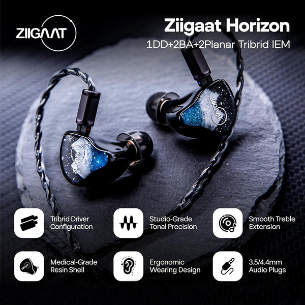 ZiiGaat- Horizon 10mm Dynamic Driver+ 2BA+ 2 Planar Tribrid IEM - 2
