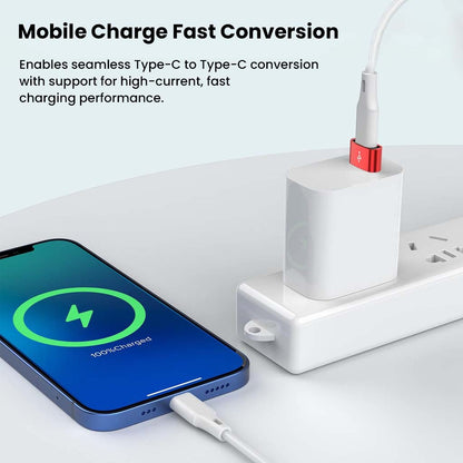 Fast charging demonstration using AUDIOCULAR Type-C to USB-A OTG Adapter with a mobile phone and power adapter.