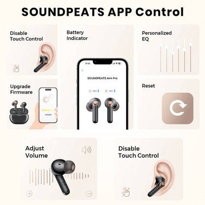 SoundPEATS Air4 Pro earbuds black app control