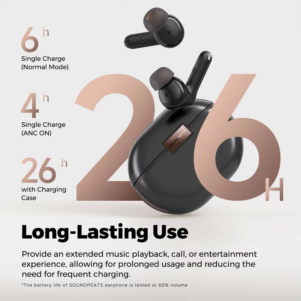 SoundPEATS Air4 Pro earbuds black long lasting use
