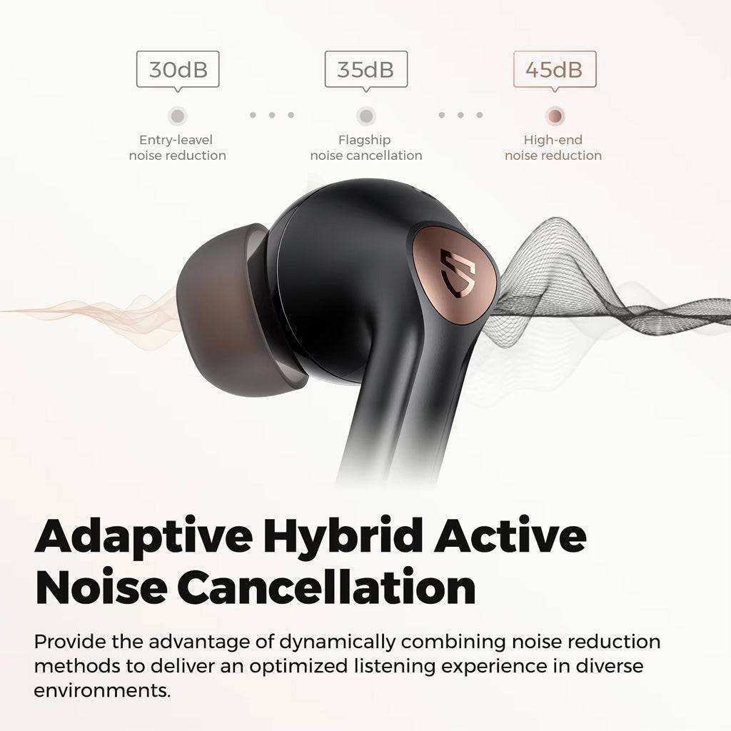SoundPEATS Air4 Pro earbuds black noice cancellation