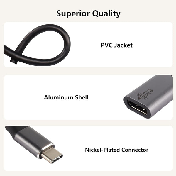 TECPHILE – DP to Type-C 4K@60Hz Adapter Converter - 7