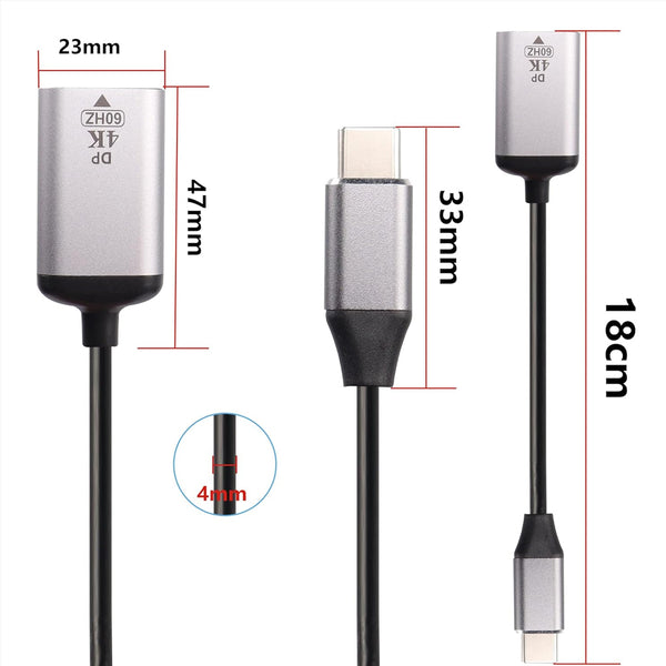 TECPHILE – DP to Type-C 4K@60Hz Adapter Converter - 3