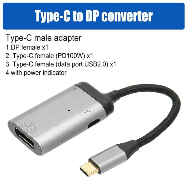 TECPHILE – 8K@60Hz PD Type-C to DP Converter - 5