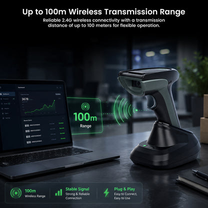 Luckydoor DS220DT Cordless 2D Barcode Scanner with Digital Display