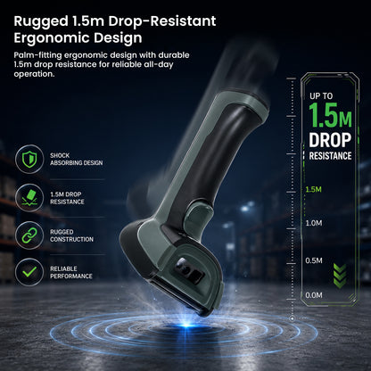 Luckydoor DS220DT Cordless 2D Barcode Scanner with Digital Display