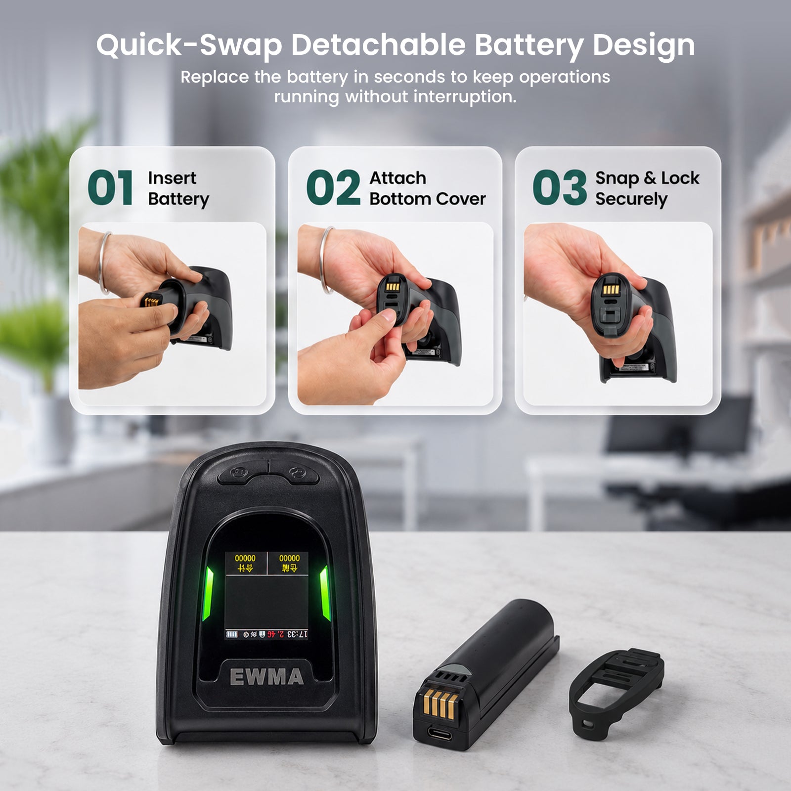 Luckydoor DS220DT Cordless 2D Barcode Scanner with Digital Display