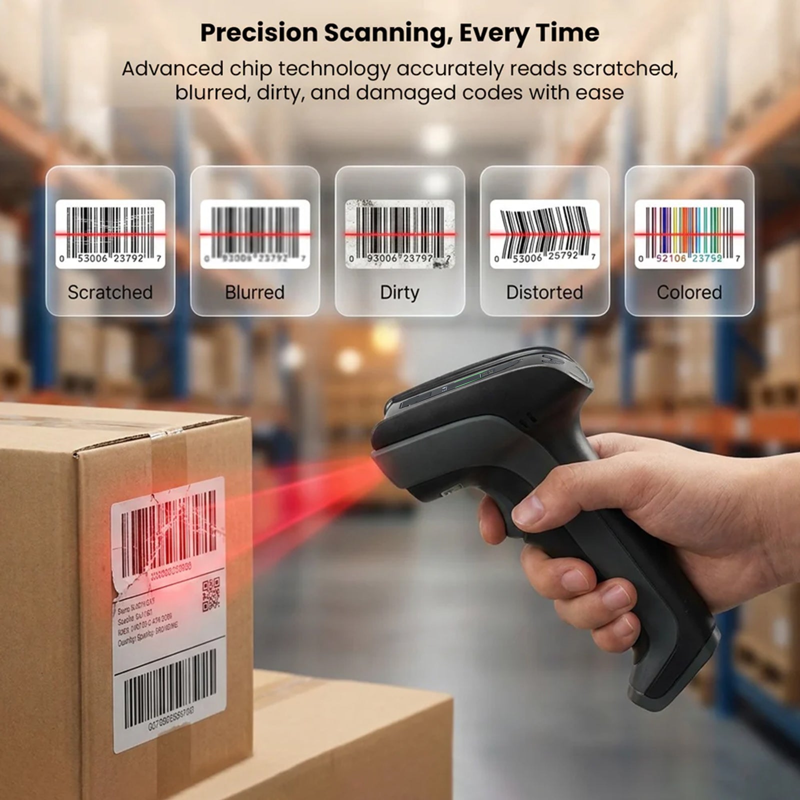 Luckydoor DS220DT Cordless 2D Barcode Scanner with Digital Display
